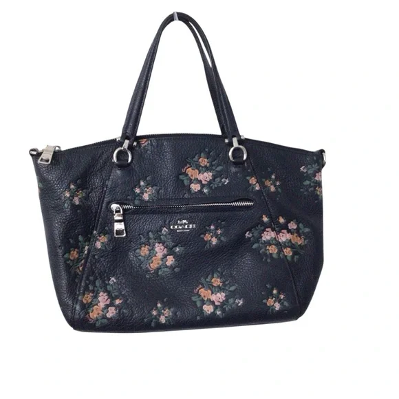 Coach Dark Floral Leather Shoulder Bag - Picture 1 of 16